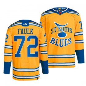 Män Ishockey St. Louis Blues tröja Justin Faulk 72 Adidas 2022-23 Gul Reverse Retro 2.0 Authentic